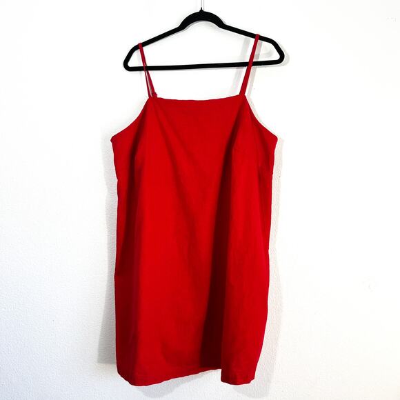 A New Day Linen Dress Womens XXL Summer Beach Casual Midi Red Plus Size Brunch - Picture 1 of 6